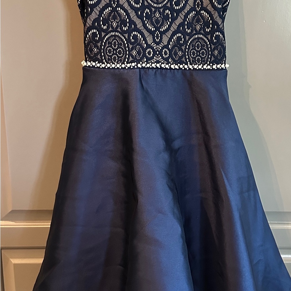 Girl’s Bonded-Lace Mikado High-Low Dress - Size 12